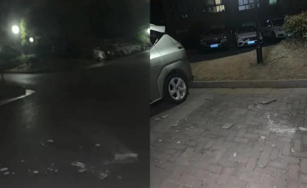 大風吹!昨夜南京有小區發生外墻脫落,一私家車慘遭粉碎性“毀容”